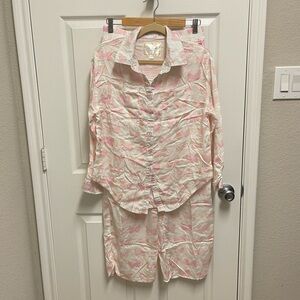 Oliver James Collection White Butterfly Pajama Set